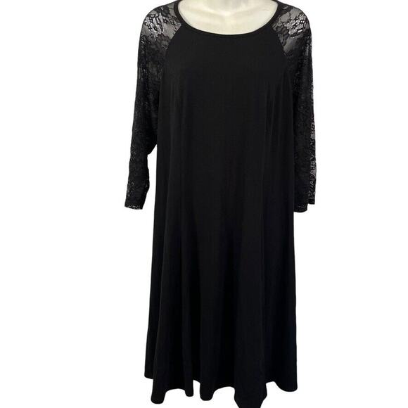 Torrid Womens Mini Jersey Trapeze Knit Lace Sheer Sleeve Whimsigoth Dress 1X - Picture 1 of 16